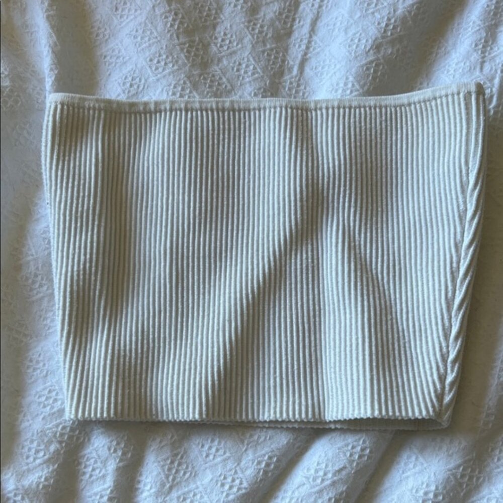 Babaton Cream Ribbed Tube Top